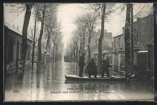 AK Nogent-sur-Marne, Crue de la Marne, Avenue du Val de Beauté