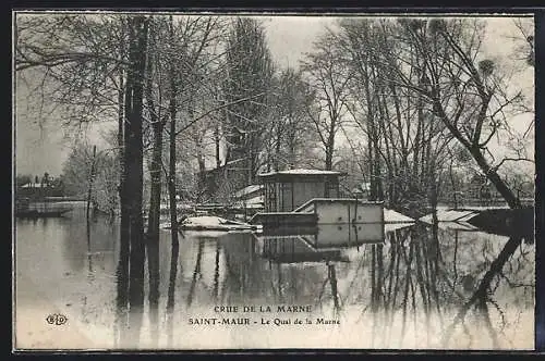 AK Saint-Maur, Crue de la Marne, Le Quai