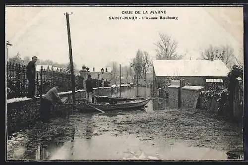 AK Saint-Maur, Crue de la Marne, L`Avenue Beaubourg