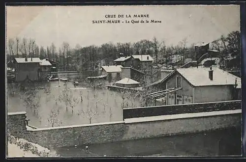 AK Saint-Maur, Crue de la Marne, Le Quai de la Marne