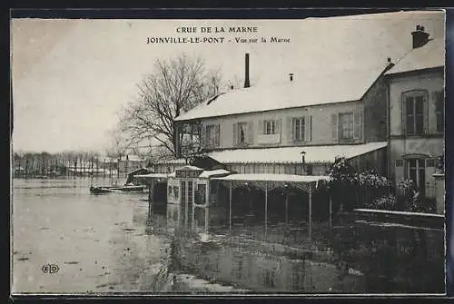 AK Joinville-le-Pont, Crue de la Marne, Vue sur la Marne