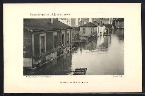 AK Alfort, Inondations 1910, Rue A. Marie