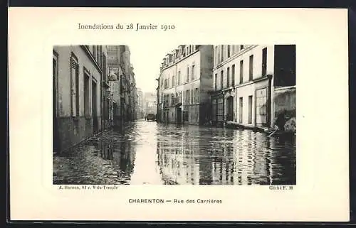 AK Charenton, Inondations 1910, Rue des Carrières