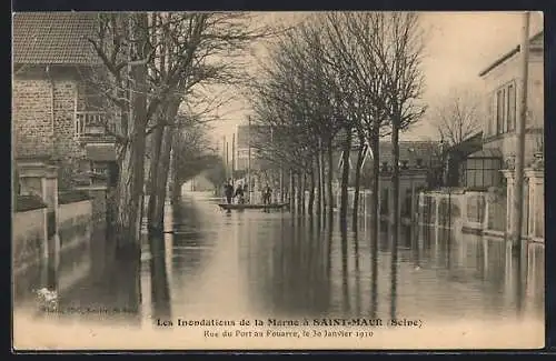 AK Saint-Maur, Inondations 1910, Rue du Port au Fouarre