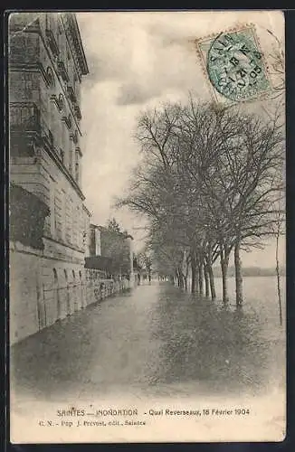 AK Saintes, Inondations 1904, Quai Reverseaux
