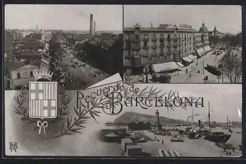 AK Barcelona, Hafen, Strassenpartien, Wappen
