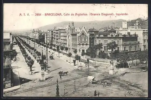 AK Barcelona, Calle de Argüelles, Granvia Diagonal, Izquierda