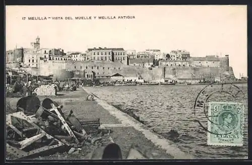 AK Melilla, VIsta del Muelle y Melilla antigua