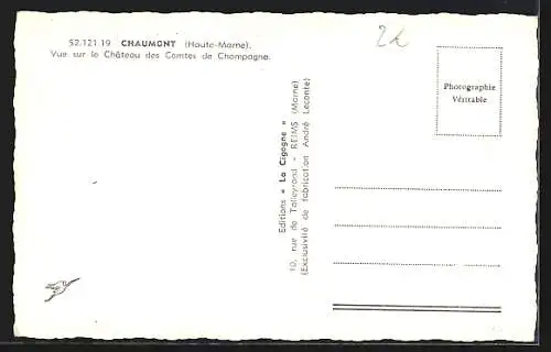 AK Chaumont, Vue sur le Château des Comtes de Champagne