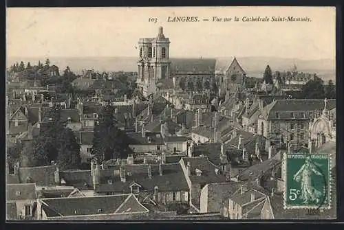 AK Langres, Vue sur la Cathédrale Saint-Mammès