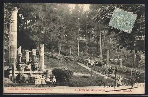 AK Bourbonne-les-Bains, Ruines gallo-romaines dans la forêt