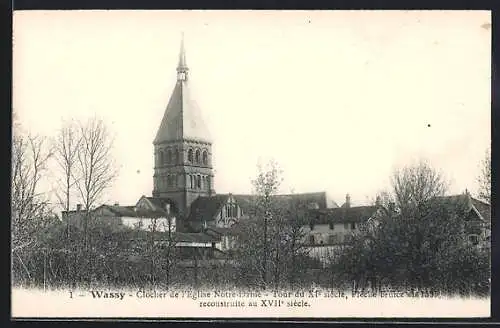 AK Wassy, Clocher de l`église Notre-Dame du XIe siècle, reconstruit au XVIIe siècle