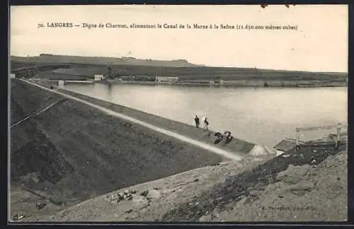 AK Langres, Digue de Charmes alimentant le Canal de la Marne à la Saône