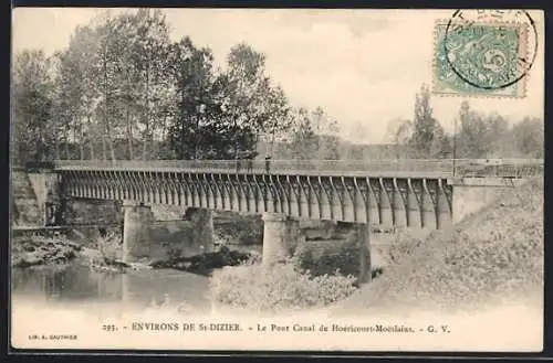 AK Hoëricourt-Moëslains, Le Pont Canal avec paysage fluvial et arbres environnants