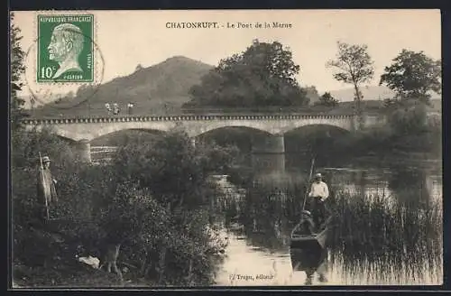 AK Chatonrupt, Le Pont de la Marne et un homme en barque sur la rivière