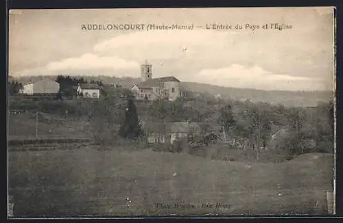 AK Audeloncourt, L`Entrée du Pays et l`Église