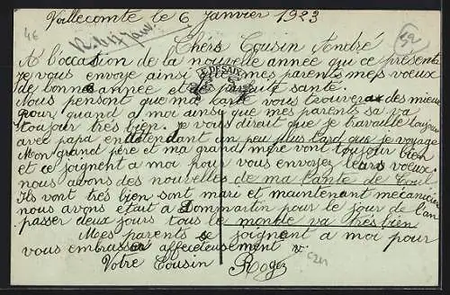 AK Voillecomte, Monument de la Grande Guerre