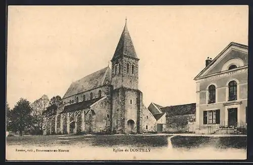 AK Dontilly, Église de Dontilly et bâtiment administratif adjacent