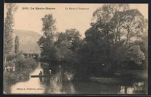 AK Vonécourt, La Marne avec barque et paysage arboré