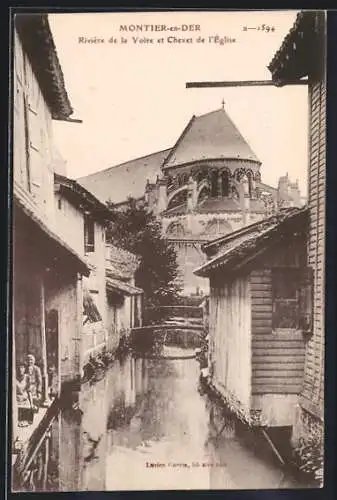 AK Montier-en-Der, Rivière de la Voire et Chevet de l`église