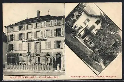 AK Bourbonne-les-Bains, Grand Hôtel des Bains et maison de campagne