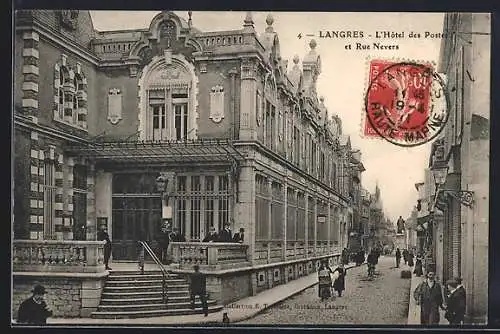 AK Langres, L`Hôtel des Postes et Rue Nevers