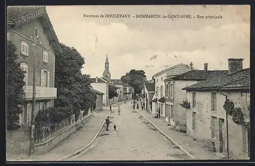 AK Dommartin-le-Saint-Père, Rue principale avec vue sur l`église