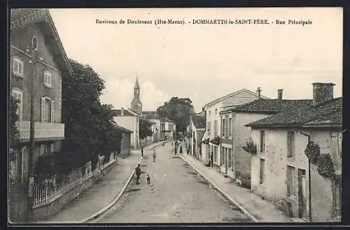 AK Dommartin-le-Saint-Père, Rue Principale avec vue sur l`église au fond