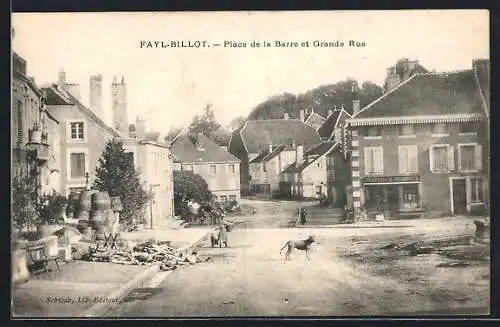 AK Fayl-Billot, Place de la Barre et Grande Rue