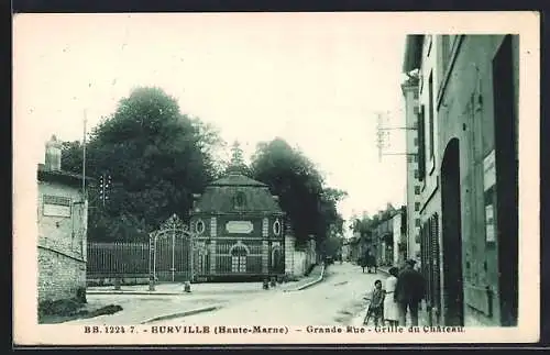 AK Burville, Grande Rue, Grille du Château