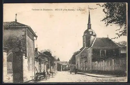 AK Nully, L`Église et rue animée avec charrette et passants