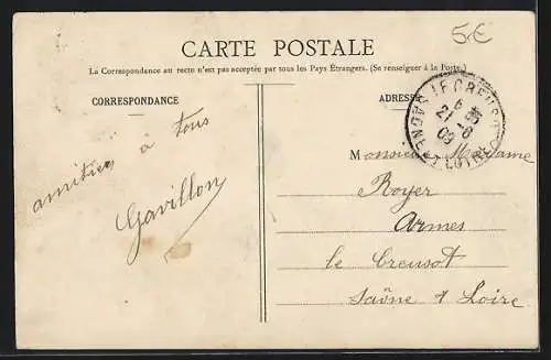 AK Bourbonne-les-Bains, Place des Bains et Pavillon des Officiers