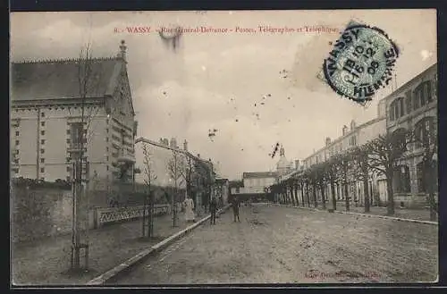 AK Wassy, Rue Général-Defrance avec Postes, Télégraphes et Téléphones