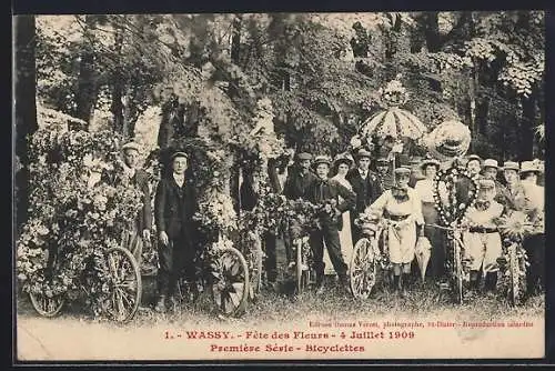 AK Wassy, Fête des Fleurs, 4 Juillet 1909, Première Série, Bicyclettes