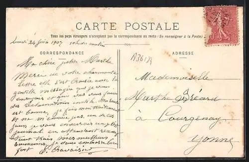 AK Bourbonne-les-Bains, Rue d`Orfeuil avec charrette et maisons anciennes