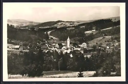 AK Langschlag /N. D., Gesamtansicht mit Umgebung aus der Vogelschau