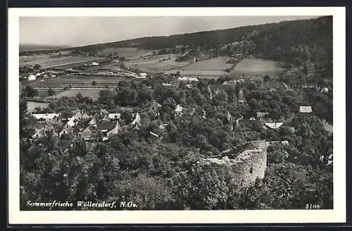 AK Wöllersdorf /N.-Ö., Totalansicht mit Ruine aus der Vogelschau