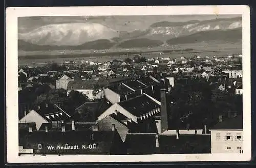 AK Wr.-Neustadt /N.-Ö., Totalansicht mit Bergpanorama aus der Vogelschau