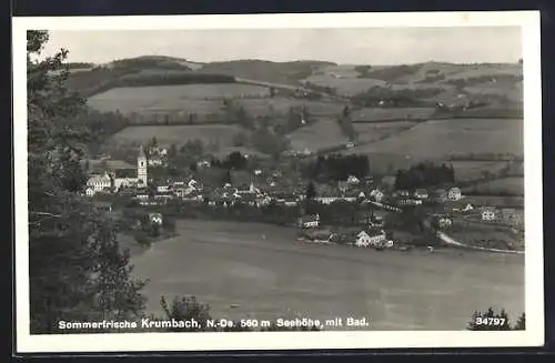 AK Krumbach /N.-Ö., Gesamtansicht mit Bad und Umgebung aus der Vogelschau