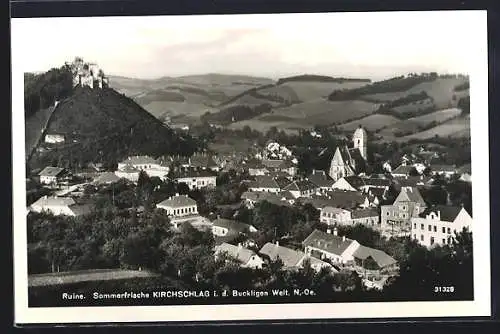 AK Kirchschlag i. d. Buckligen Welt, Panorama mit der Ruine