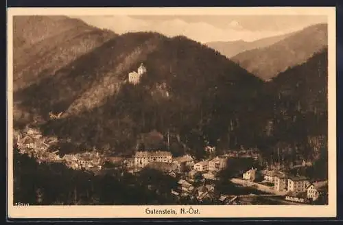 AK Gutenstein /N.-Ö., Gesamtansicht mit Burg aus der Vogelschau