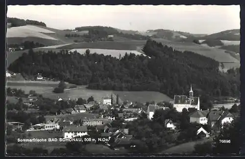 AK Bad Schönau /N.-Ö., Totalansicht mit Blick ins Land aus der Vogelschau