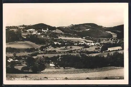 AK Bromberg /N.-Ö., Gesamtansicht mit Bergpanorama aus der Vogelschau