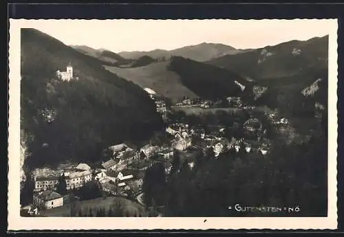 AK Gutenstein /N.-Ö., Totalansicht mit Bergpanorama aus der Vogelschau