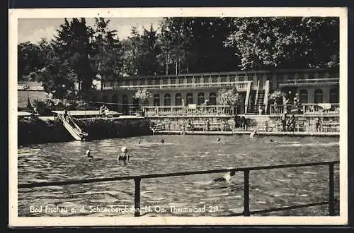 AK Bad Fischau a. d. Schneebergbahn, Partie im Thermalbad