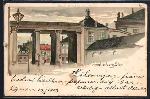 Lithographie Kopenhagen, Amalienborg Slot