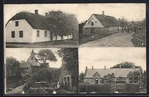 AK Virring, Strassenpartie mit Kirche, Gebäude