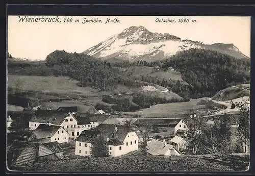 AK Wienerbruck, Blick auf den Ort und den Oetscher