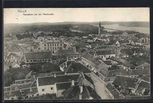 AK Tulln, Panorama mit Strassenpartie von der Pfarrkirche