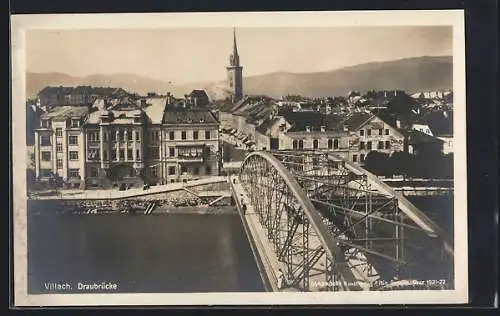 AK Villach, Teilansicht mit Draubrücke